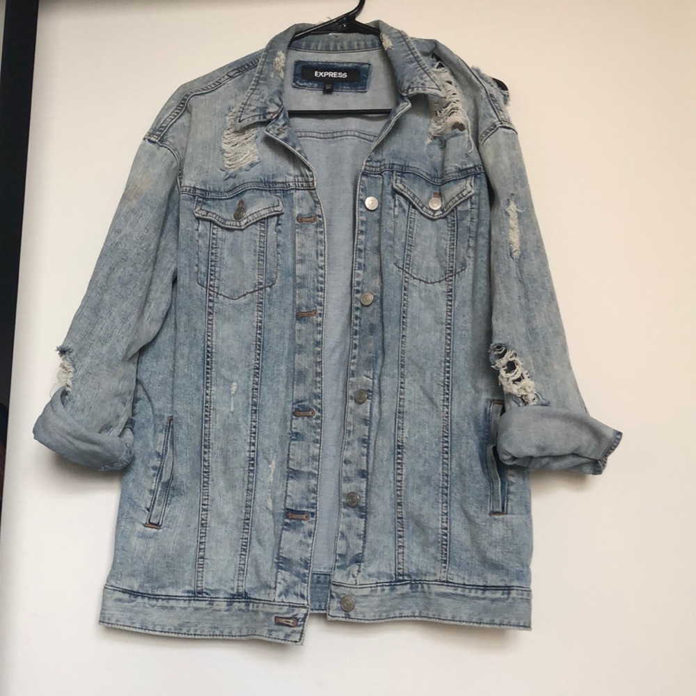 Express distressed denim jacket